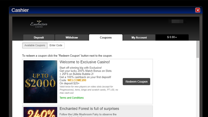 No Deposit Coupon Codes Or Chips For Exclusive Casino